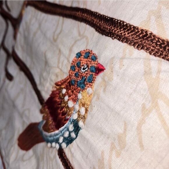 Fall Pier 1 Table Runner w/ embroidered birds 48x13.5 - Picture 2 of 11